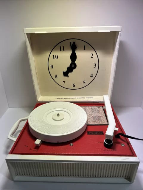Sears Clock O Graph Record Player Portable Children’s 45 & 33 RPM Tested & Works
