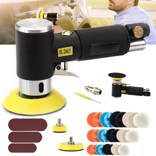 1"2"3" Mini Random Orbital Air Sander Kit Dual Action Car Polisher For Auto Body