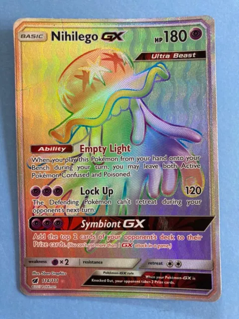 Nihilego GX RAINBOW SECRET HYPER FA RARE 114/111 Pokemon SM