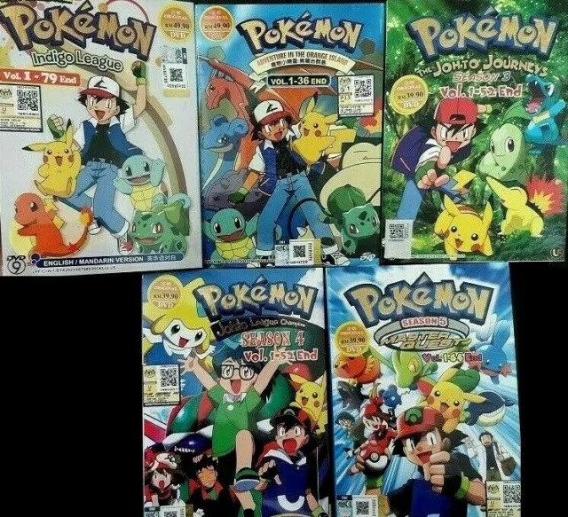 Anime DVD Pokemon Complete Series Season 1-5 Vol.1-283 End English Dubbed