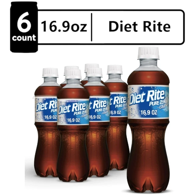 DIET RITE PURE Zero Cola Soda Pop 16.9 fl oz 6 Pack Bottles £26.68 ...