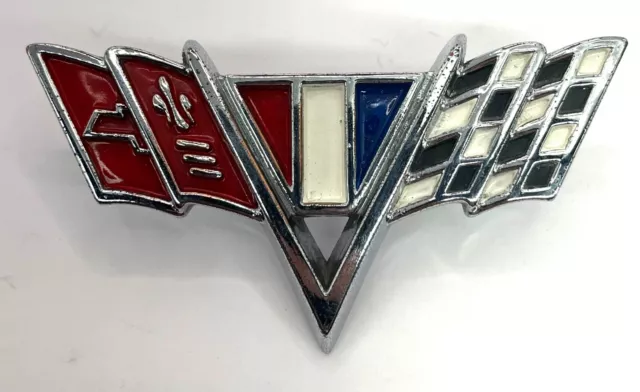 64 - 67 Chevy Impala Camaro Chevelle Flag Badge Front Fender Emblem 3840318
