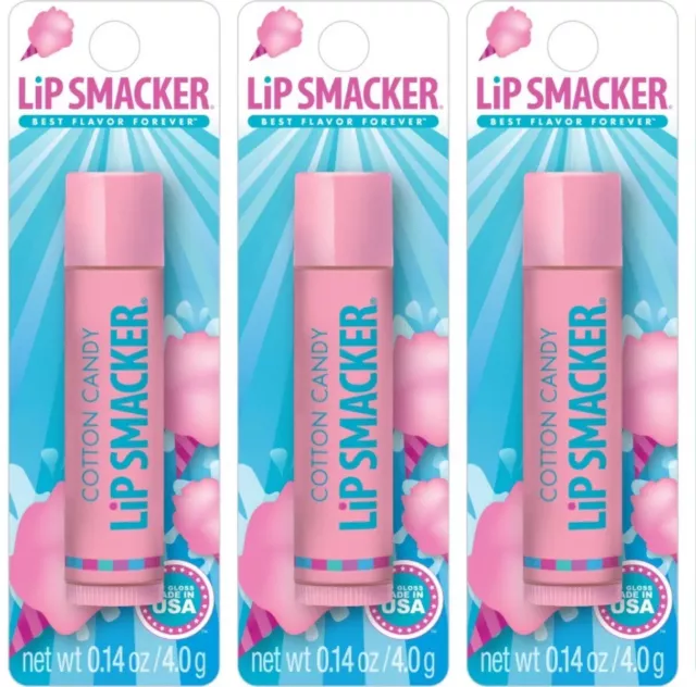 3 Pack Lip Smacker COTTON CANDY Lip Balm 0.14 oz/ea~Sealed & Carded