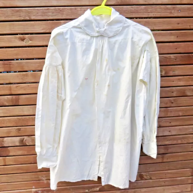 Genuine antique  Womans/Mans Victorian white cotton shirt / blouse