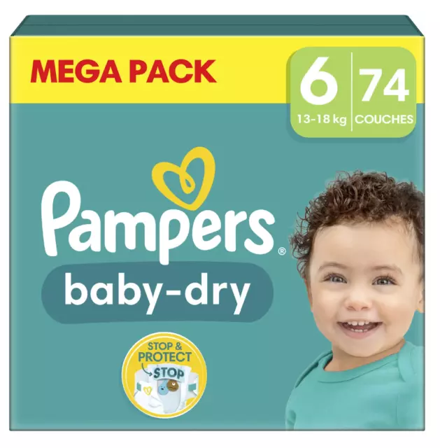 Mega Pack 74 Couches " PAMPERS Baby-Dry " Taille 6 (13 à 18 KG) Lot Changes Bébé