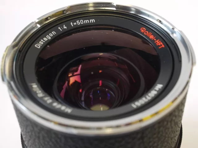 Rollei 50mm f4 HFT Distagon lens for Rolleiflex SLX + makers caps