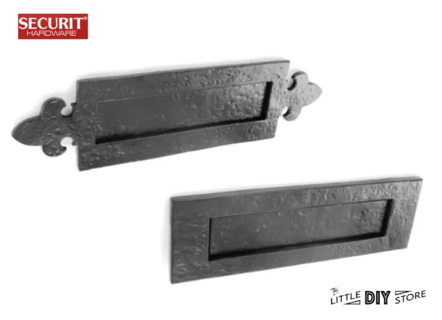 Front Door Letter Flap Plate Antique Cast Iron Sprung Black Suffolk Tudor Style