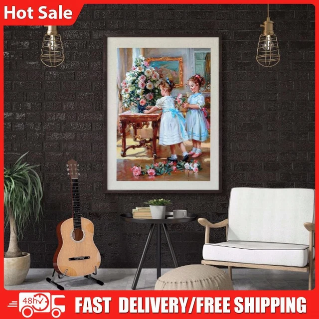 Two Sisters Oil Paint By Numbers Kit DIY Acrylic Painting on Canvas Frameless
