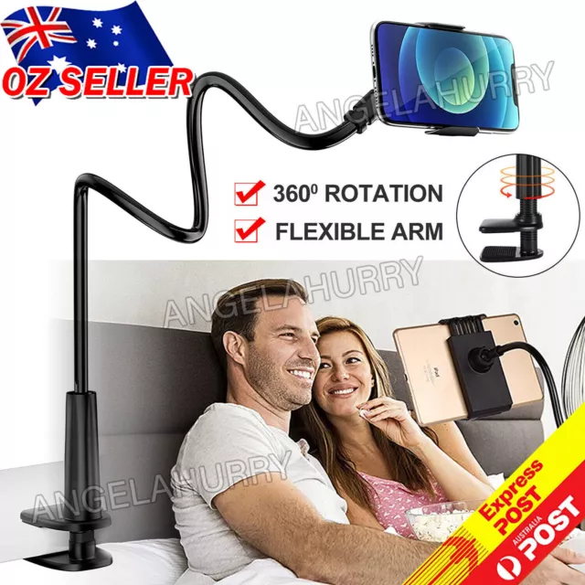 Mobile Phone Flexible 360° Clip Mount Stand Holder Bed Desktop Bracket Clamp NEW
