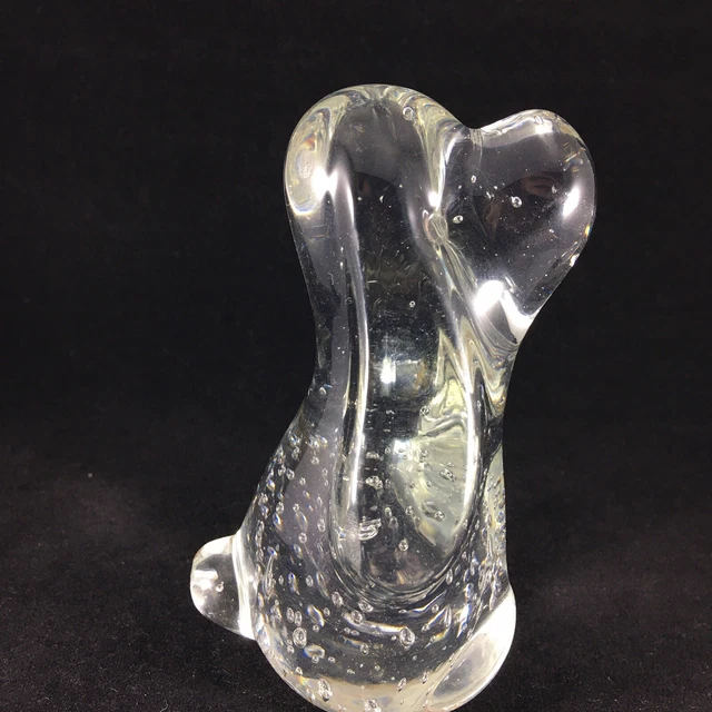 Leonard TOWLE Dog PAPERWEIGHT glass Hound Controlled Bubble  4.25" Clear Snoopy