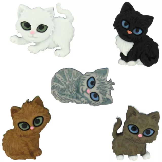 Kitten Kaboodle Plastic Novelty Buttons/Sewing Supplies/Doll Making/Card making