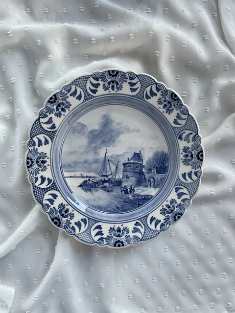 Assiette Décorative Carrée En Verre - Motif Bateaux Et Mouettes En Relief - Bleue