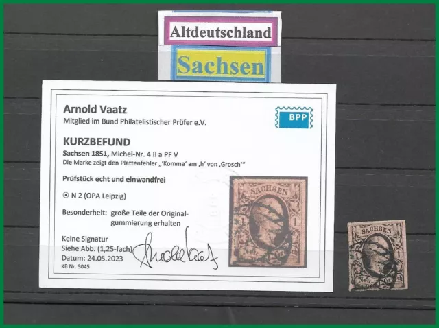 Briefmarken, Altdeutschl., Sachsen, Mi 4 II a mit PF V, gest., Kurzbefund