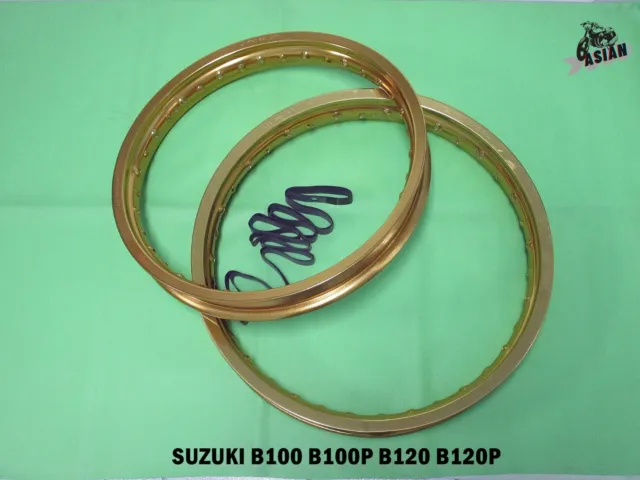 Fit SUZUKI B100 B100P B120 B120P  FRONT & REAR WHEEL RIM  GOLD SET  [as2067]