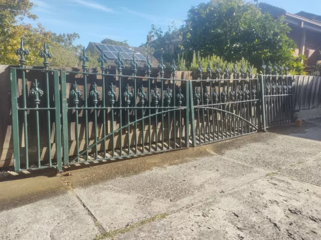 Wrought Iron Driveway Double Gates 3650 total width inc side wings garden fence