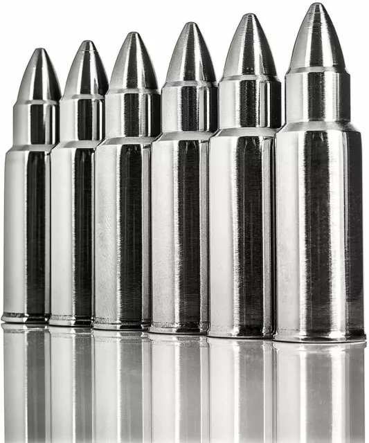 Reusable Stainless Steel 6 Pack Whisky Stones Bullets Ice Drink Chillier Cooler