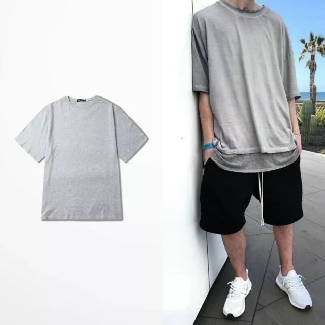 Men Loose Shirt Half Sleeve Tee Sweatshirt Hip Hop Cotton Top Oversize Casual