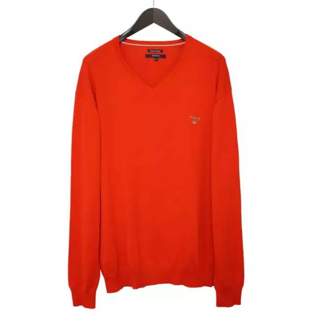 Uomo GANT Maglione Cotone Elastico Rosso Girocollo Casual Taglia 2XL XOB1030