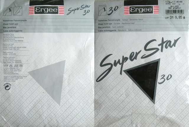 1 x NYLON - ERGEE - SENZA SUPPORTO - GRAFITE - 20 DEN - VINTAGE - TG. 10 1/2 - 11