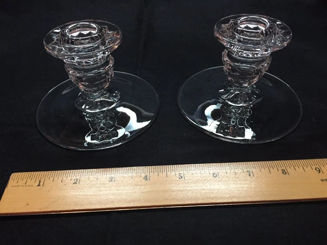 Fostoria American - Single Lite Candlesticks - pair