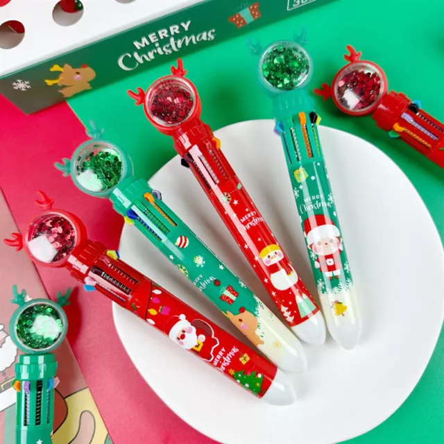 Niedlicher Weihnachtsstift 10 Farben Kugelschreiber Kawaii Einziehstift 0,5 mm Pressstift Sn