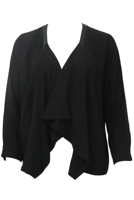 Eileen Fisher Leder Und Seide Strickjacke Gross