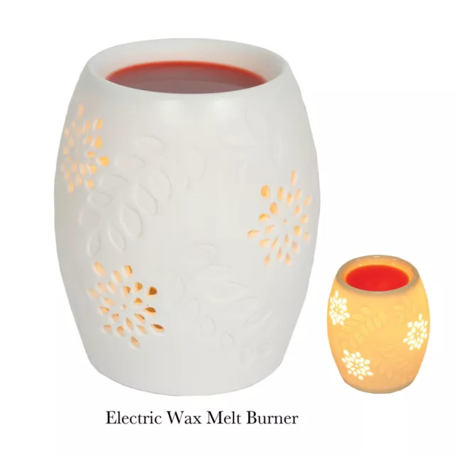 Aroma Electric White Floral Wax Melt Burner / Warmer - Suitable For Yankee Tarts