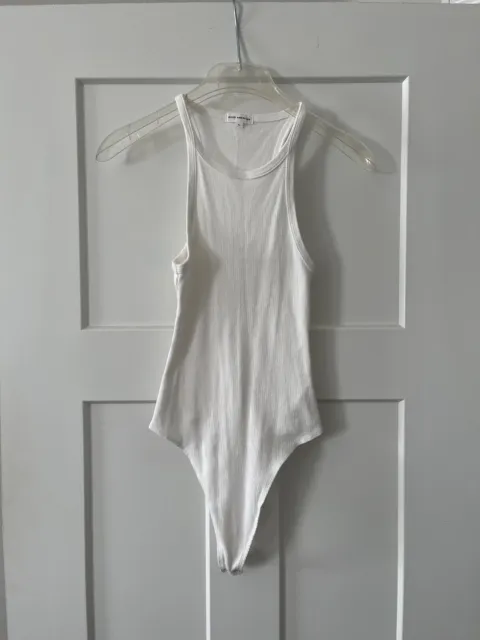 Good American Bodysuit Modern Tank Solid White Thong Women Sz 1