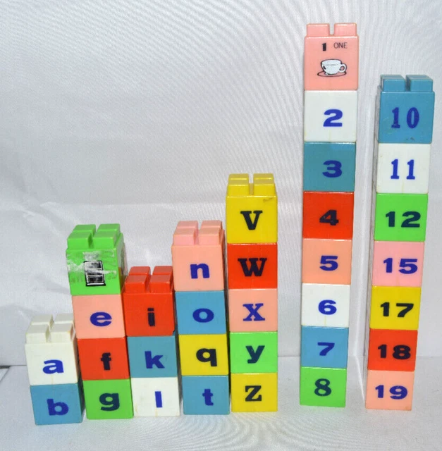 30 Blocks VINTAGE STACKABLE PLASTIC Number and Letter Blocks 30 pc £10.80 ...