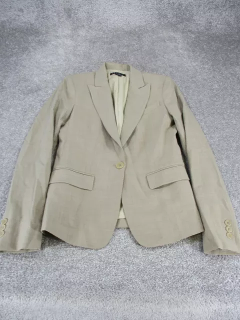 Theory Blazer Womens 0 Beige Sigle Breasted Formal Casual