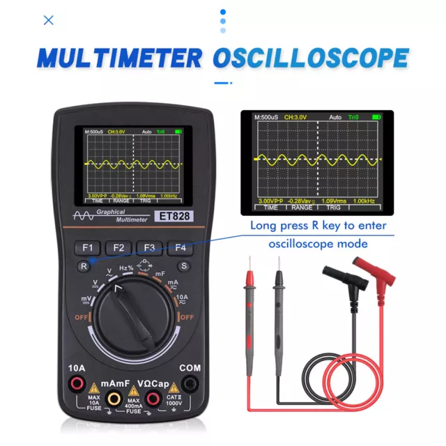 ET828 Multimetro oscilloscopio digitale grafico 2 in 1 2,5 Msps frequenza di campionamento B7Y2 3