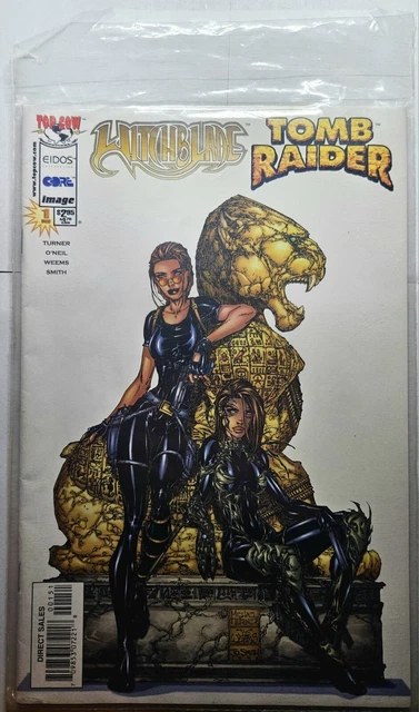 Witchblade/Tomb Raider #1 (1998) NM+ Michael Turner "Statue" Cover Image Top Cow