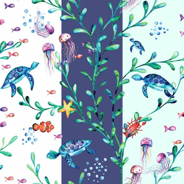 UNDER THE SEA Wallpaper Holden Kids Sea Life Turtles White Navy Teal