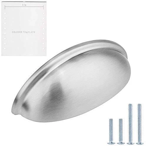 LIZAVO Brushed Satin Nickel Cabinet Pulls Bin Cup Kitchen Cabinet Handles Mod...