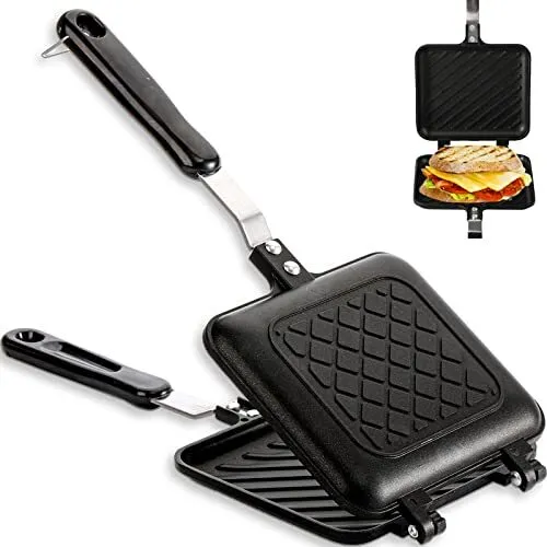 Sandwich Maker, Non-stick Grilled Sandwich and Panini Maker Pan with Handle, ...