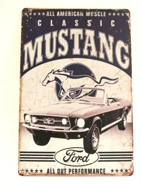 Ford Mustang Sign Tin Metal Poster Vintage Classic Car Show Man Cave Garage XZ