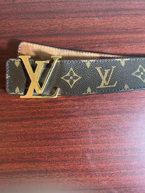 Louis Vuitton Belt, Grey Monogram, Size 90, Preowned in Box WA001