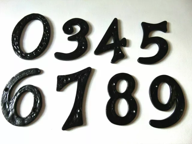 House Door Number 4" (10cm) Heavy Black Antique Wrought Cast Iron Metal Gate 678