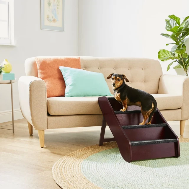 XHT Deluxe Foldable Wooden Carpeted Cat & Dog Stairs