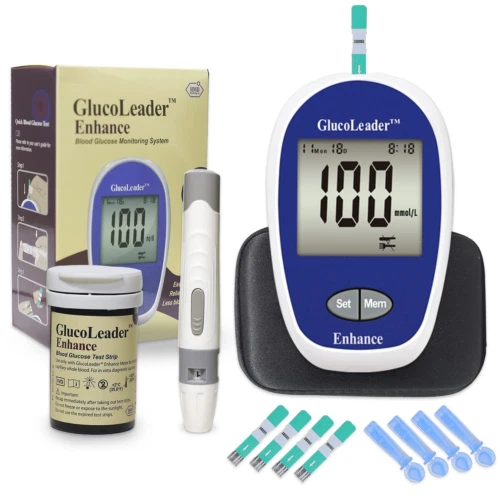 Monitor GlucoLeader Mejora el Azúcar en la Sangre con Kit de Medidor - Azul, Calcetines - Blanco