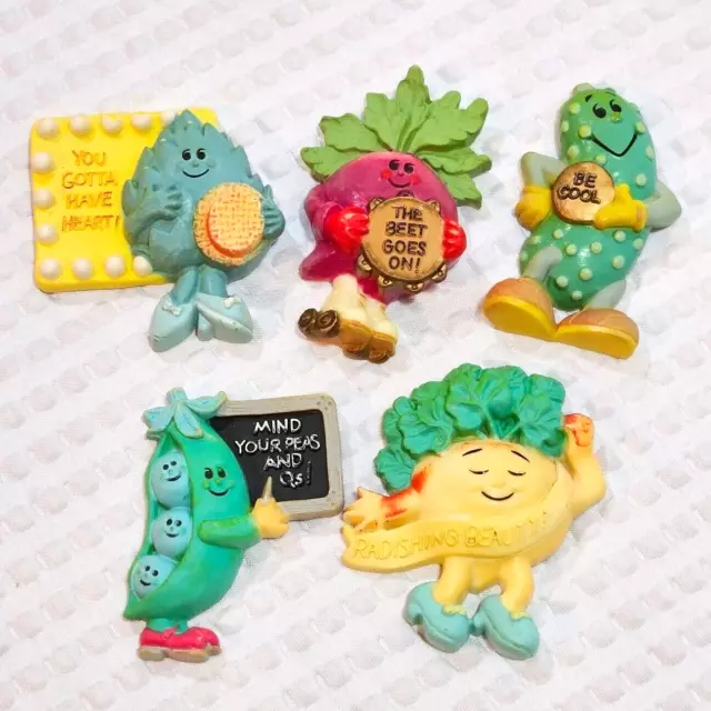 Vintage Hallmark Refrigerator Magnets Anthropomorphic Foods Vegetables 1981