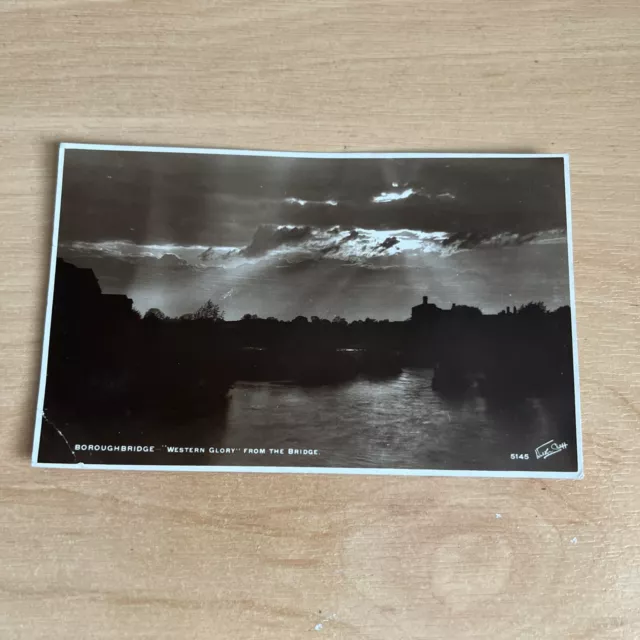 Vintage Postcard BoroughBridge Western Glory From The Bridge Ay