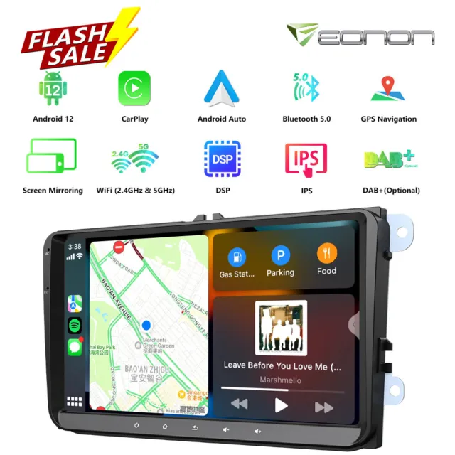 For VW GOLF MK5 MK6 Apple CarPlay Car Stereo Radio Android 12 Player GPS Sat Nav