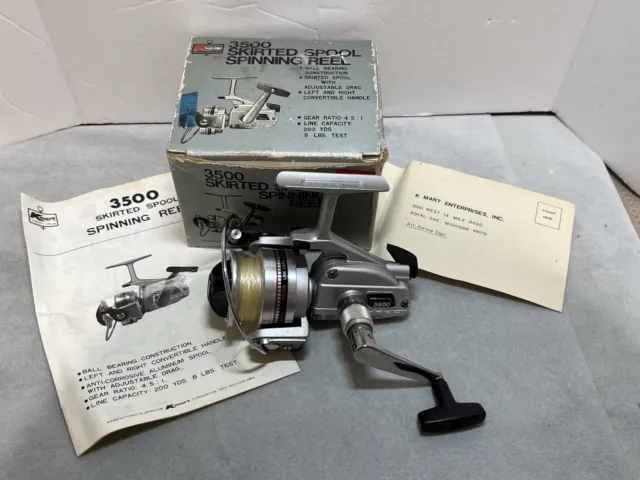 VINTAGE 3500 Kmart Branded Spinning Fishing Reel In Box With Paperwork  $19.95 - PicClick