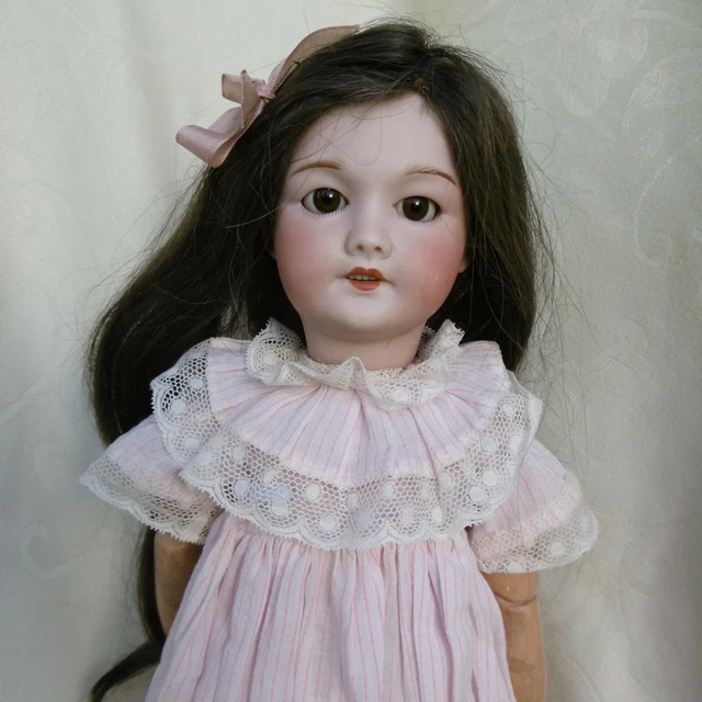 Poupée Ancienne Tête Biscuit SFBJ Moule Jumeau T12 - Habits D'époque - 62 Cm