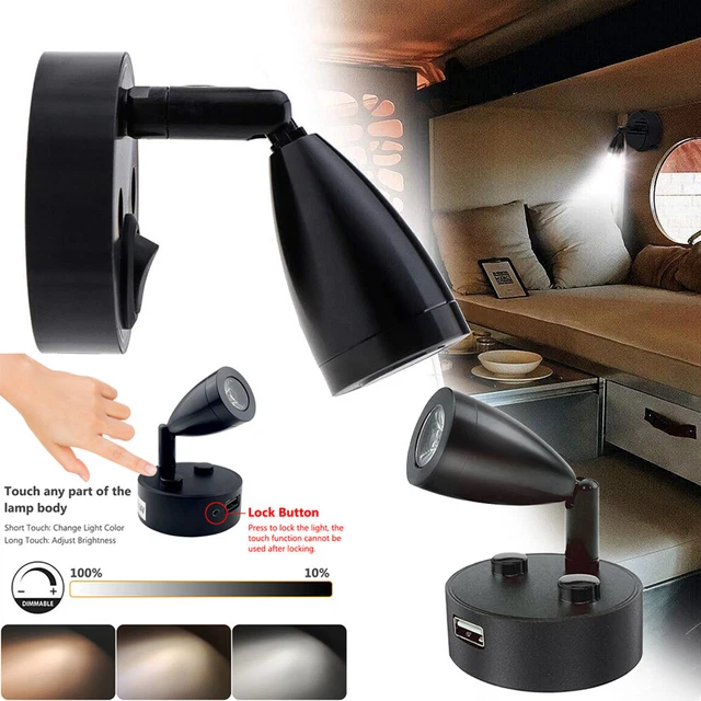 12V LED CAMPER Van Interior Lights USB Boat Caravan Spot Reading Light