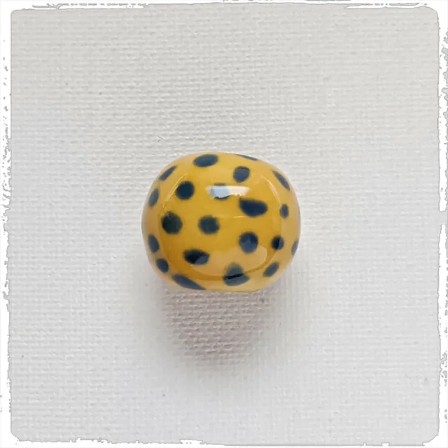 KAZURI  MACRAME BEADS -  round - yellow & blue with the small dots pattern