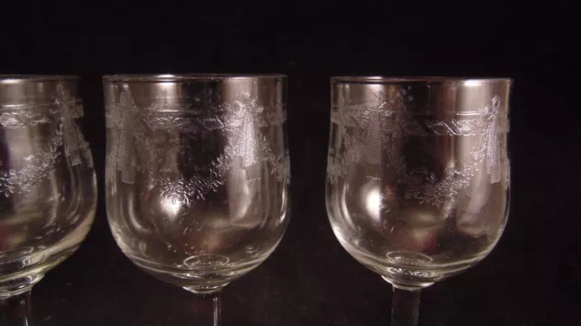 Série de 3 verres à porto ou vin blanc Meisenthal Pasteur gravure Empire 2