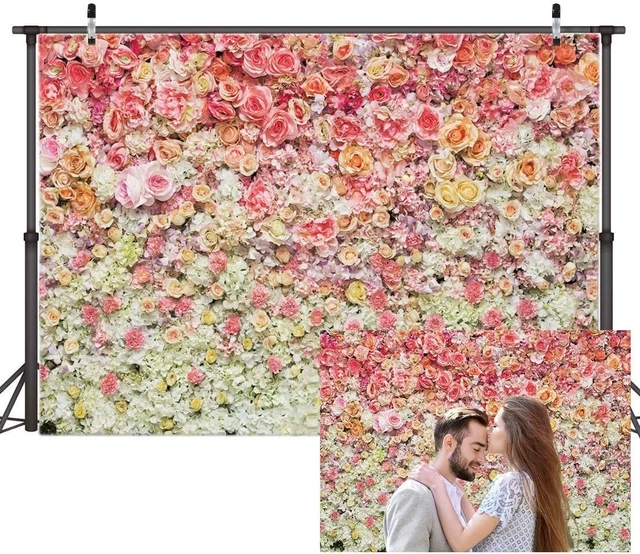 Fotografía de escenario de telón de fondo floral de boda de 5x7 pies