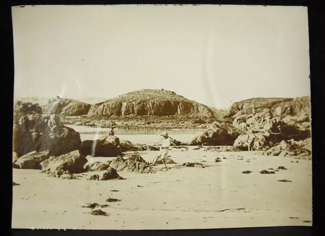 Erquy Alla Plage Fotografia c1900 Bretagna Côte Armatura